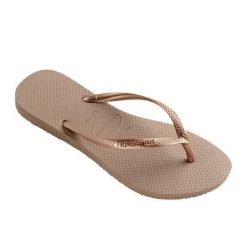 Klapki Havaianas Model Square Logo Metallic Kolor Rose. Czerwone klapki damskie Havaianas, bez wzorów, z gumy. Za 79.99 zł.