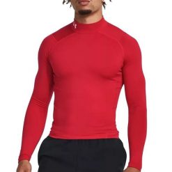 Męska koszulka Under Armour z długim rękawem czerwona. Czerwone koszulki sportowe męskie Under Armour, m, bez wzorów, z elastanu, bez kołnierzyka, bez ramiączek, na fitness i siłownię. Za 237.30 zł.