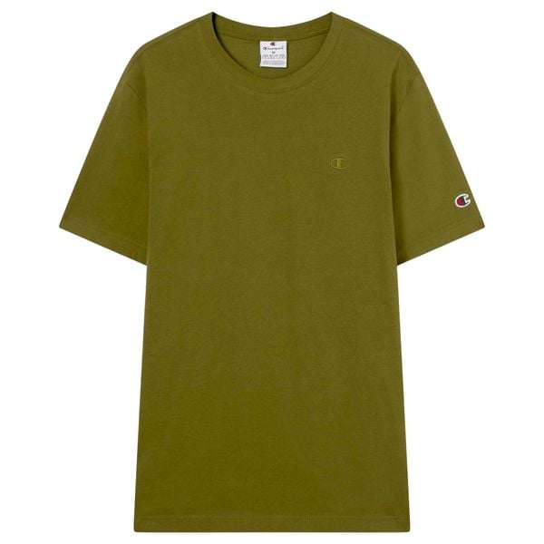 T-Shirt Champion Ss Tee Dorośli. Zielone t-shirty męskie Champion, l, bez wzorów, z bawełny, klasyczne, bez kołnierzyka. Za 166.99 zł.