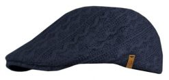 Przejściowy, Lekko Ocieplony Kaszkiet - Alties - Dziergany Materiał (KNIT) - Granat. Niebieskie czapki i kapelusze męskie Alties, na jesień, bez wzorów, z bawełny. Za 79.00 zł.