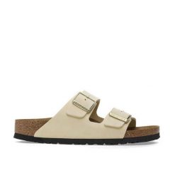 Klapki damskie Birkenstock Arizona. Brązowe klapki damskie Birkenstock, bez wzorów, z materiału, sportowe, bez obcasa. Za 763.00 zł.