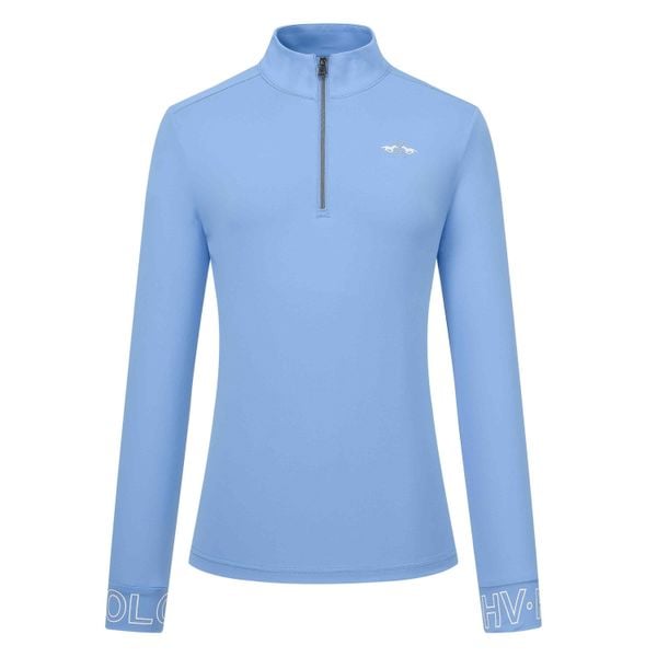 Damska techniczna koszulka polo z długim rękawem do jeździectwa HV Polo Tess. Niebieskie koszule damskie HV POLO, bez wzorów, bez kołnierzyka, bez ramiączek, do jazdy konnej. Za 250.30 zł.