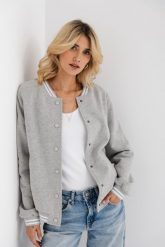 BOMBERKA KIM SZARY MELANŻ L - Flawless. Szare bluzy sportowe damskie Flawless, l, bez wzorów, z bawełny, bez kaptura. Za 352.00 zł.