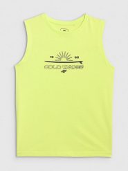 4F Tank top regular z nadrukiem chłopięcy - zielony 146 (10-11 lat). Zielone t-shirty dla chłopców 4f, bez wzorów, z bawełny, bez ramiączek. W wyprzedaży za 19.99 zł.