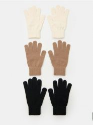 Rękawiczki 3 pack - kremowy. Białe rękawiczki damskie Sinsay, bez wzorów. Za 12.99 zł.