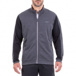 Bluza w kolorze ciemnoszaro-czarnym. Czarne bluzy męskie Jeep, z nadrukiem, prążkowane. W wyprzedaży za 114.95 zł.
