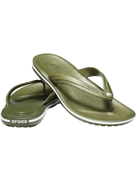 Japonki Dla Dorosłych Crocs Crocband 11033 Flip. Zielone klapki damskie Crocs, bez wzorów, z materiału, bez obcasa. Za 118.99 zł.