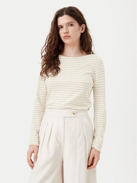 Marc O'Polo Bluzka B01219652597 Beżowy Regular Fit. Brązowe bluzki damskie Marc O'Polo, l, bez wzorów, bez kołnierzyka, bez ramiączek. Za 219.99 zł.