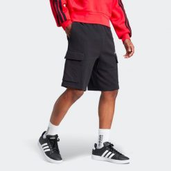 Spodenki fitness męskie ADIDAS. Czarne krótkie spodenki sportowe męskie Adidas, m, bez wzorów, z bawełny, na fitness i siłownię. Za 119.99 zł.