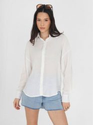Brave Soul Koszula LSH-573KENDALL Biały Straight Fit. Białe bluzki damskie Brave Soul, l, bez wzorów, z wiskozy, bez kołnierzyka, bez ramiączek. Za 119.99 zł.