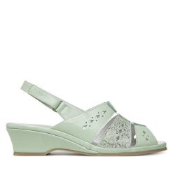 Sandały Suave. Zielone sandały damskie Suave, bez wzorów, bez obcasa, na koturnie, bez zapięcia. Za 399.99 zł.