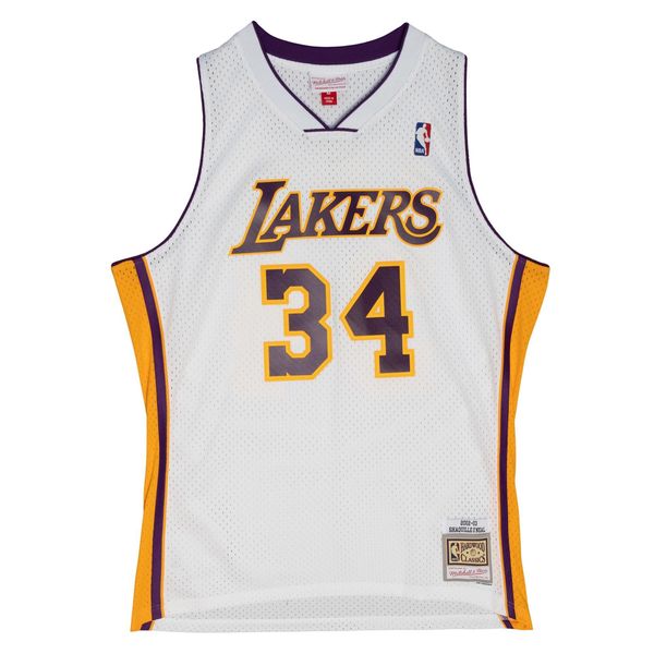 Koszulka Nba Los Angeles Lakers Shaquille O'Neal. Białe koszulki sportowe męskie Mitchell & Ness, bez wzorów, bez kołnierzyka, bez ramiączek, do koszykówki. Za 506.00 zł.