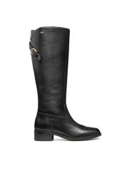 Geox Oficerki D Camexia Np Abx D566WB 00043 C9999 Czarny. Czarne kozaki damskie Geox, ze skóry, bez obcasa, na płaskiej podeszwie. Za 749.99 zł.