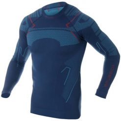 Bluza turystyczna męska Brubeck Thermo LS13040A. Niebieskie bluzy męskie Brubeck, m, bez wzorów, z dzianiny, bez kaptura, narciarskie. Za 198.00 zł.