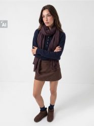 Gładki szalik z domieszką wełny - brązowy. Brązowe szaliki i chusty damskie Sinsay, bez wzorów, z wełny. Za 25.99 zł.