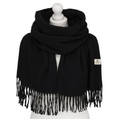 Dwustronny szalik damski z poliestru w czarnym kolorze - Peterson. Czarne szaliki i chusty damskie Peterson, na jesień, bez wzorów, eleganckie. Za 54.99 zł.