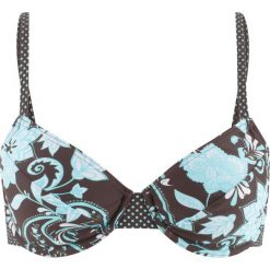 Biustonosz bikini na fiszbinach bonprix brązowo-turkusowy. Brązowe bikini damskie bonprix. Za 49.99 zł.