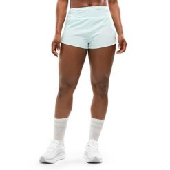 Damskie krótkie spodenki do biegania 2 w 1 Fitness Siroko Alloy Mint. Zielone szorty sportowe damskie SIROKO, xs, bez wzorów, z materiału, do biegania. Za 171.00 zł.