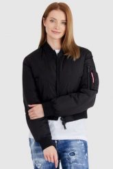 DSQUARED2 Czarna kurtka damska icon bomber, Rozmiar 42. Czarne kurtki damskie Dsquared2, s, bez wzorów, bez kaptura. W wyprzedaży za 1,805.99 zł.