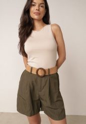 Zielone Szorty Casual z Wiskozą Wysokim Stanem i Plecionym Paskiem Evena. Zielone szorty damskie Born2be, l, bez wzorów, z tkaniny, casualowe, z podwyższonym stanem. Za 89.99 zł.