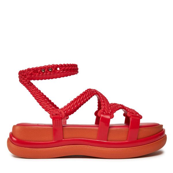 Sandały Melissa. Czerwone sandały damskie Melissa, bez wzorów, bez obcasa, na koturnie, bez zapięcia. Za 309.99 zł.