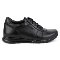 Olivier Buty męskie podwyższające sznurowane skórzane Sport Style 408KZ + 3 cm czarne. Czarne półbuty na co dzień męskie ze skóry, sportowe, bez zapięcia. Za 408.14 zł.