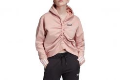 Adidas Ruched Hoodie, damska bluza. Czerwone bluzy damskie Adidas, bez wzorów, z bawełny, z kapturem. Za 203.25 zł.