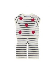 Mayoral Komplet t-shirt i spodnie materiałowe 1516 Écru Regular Fit. Białe spodnie materiałowe dla dziewczynek Mayoral, bez wzorów, z materiału, bez ramiączek. Za 157.99 zł.