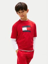 Tommy Hilfiger T-Shirt Flag Archive KB0KB10111 Czerwony Regular Fit. Czerwone t-shirty dla chłopców Tommy Hilfiger, bez wzorów, z bawełny, bez ramiączek. Za 129.99 zł.