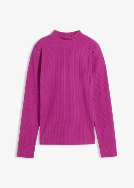 Koszulka termiczna ze stójką. Fioletowe t-shirty damskie bonprix, bez wzorów, klasyczne, bez kołnierzyka. Za 64.99 zł.