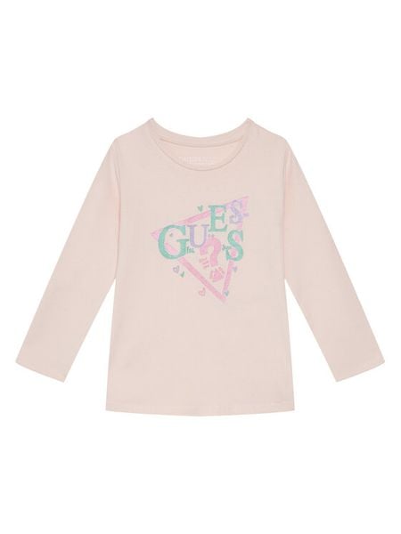 Guess Bluzka K5BI13 J1314 Różowy Regular Fit. Czerwone bluzki dla dziewczynek Guess, z aplikacjami, z bawełny, bez ramiączek. Za 69.99 zł.