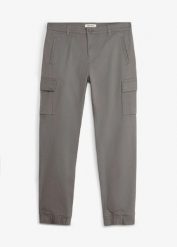Spodnie bojówki, regular fit, zwężane do dołu nogawki. Szare spodnie sportowe męskie bonprix, m, bez wzorów. Za 169.99 zł.