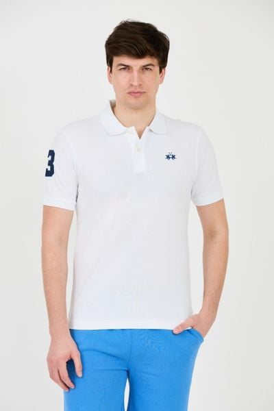 LA MARTINA Białe męskie polo z małym logo, Rozmiar L. Białe koszulki polo męskie La Martina, l, bez wzorów, bez ramiączek. W wyprzedaży za 209.99 zł.