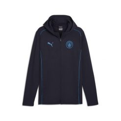 Casualowa bluza dresowa Manchester City 2024/25. Niebieskie bluzy męskie Puma, m, bez wzorów, z dresówki, bez kaptura, do biegania. W wyprzedaży za 275.45 zł.