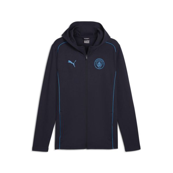 Casualowa bluza dresowa Manchester City 2024/25. Niebieskie bluzy męskie Puma, m, bez wzorów, z dresówki, bez kaptura. W wyprzedaży za 272.75 zł.