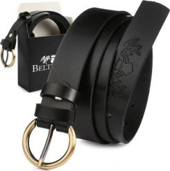 Beltimore Beltimore skórzany damski pasek do spodni 3 cm czarny A66. Czarne paski damskie Beltimore, bez wzorów. Za 52.79 zł.