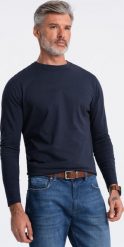 Ombre Longsleeve męski BASIC z okrągłym dekoltem - granatowy V2 OM-LSBL-0106 XL. Niebieskie bluzki z długim rękawem męskie Ombre, m, bez wzorów, bez kołnierzyka. Za 79.99 zł.