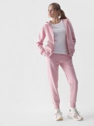 4F Spodnie dresowe joggery damskie - różowe S. Czerwone spodnie dresowe damskie 4f, s, bez wzorów, z bawełny. Za 129.99 zł.