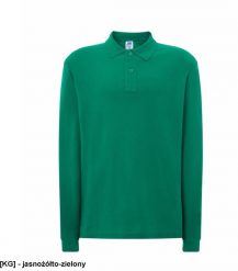 JHK - polo męskie długi rękaw, dwa guziki, boczne rozcięcia, dłuższe na pleach, 100% bawełna 200 - 210g jasnożółto-zielony 3XL. Zielone koszulki polo męskie JHK, m, bez wzorów, z bawełny, bez ramiączek. Za 48.40 zł.