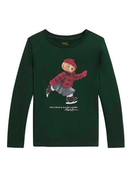 Polo Ralph Lauren Bluzka 312P00435500 Zielony Regular Fit. Zielone bluzki dla dziewczynek Polo Ralph Lauren, bez wzorów, z bawełny, bez ramiączek. Za 189.99 zł.