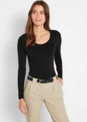 Body loungewear. Czarne t-shirty damskie bonprix, bez wzorów, bez kołnierzyka. Za 74.99 zł.