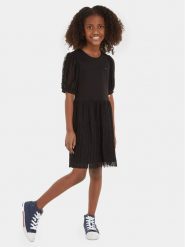 Tommy Hilfiger Sukienka codzienna KG0KG07671 Czarny Regular Fit. Czarne sukienki dla dziewczynek Tommy Hilfiger, bez wzorów, z syntetyku, bez ramiączek. Za 569.99 zł.