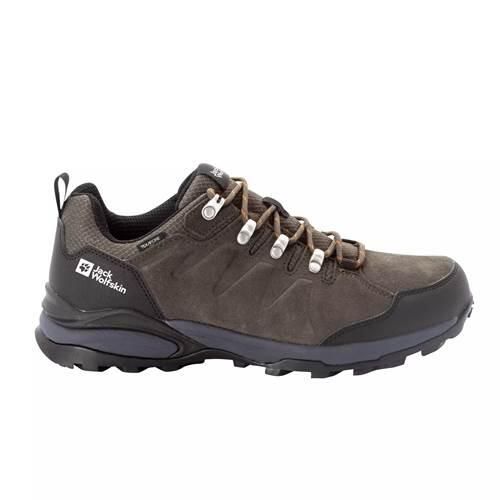 Buty trekkingowe Jack Wolfskin Refugio Texapore Low. Brązowe eleganckie półbuty Jack Wolfskin, na zimę, z gumy, eleganckie, bez zapięcia. Za 449.99 zł.