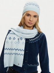 Guess Komplet czapka i komin W5PZ18 Z3LQ0 Niebieski Regular Fit. Niebieskie czapki i kapelusze damskie Guess, na zimę, z aplikacjami, z materiału. Za 569.99 zł.