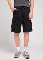 MESKIE SZORTY LEE WYOMING CARGO BLACK 112333740. Czarne szorty męskie Lee, bez wzorów, z materiału. Za 169.99 zł.