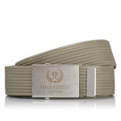 Pasek parciany PAOLO PERUZZI PW-06-95 khaki. Brązowe paski damskie Paolo Peruzzi, bez wzorów, z materiału. Za 33.25 zł.