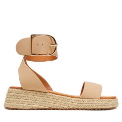 Espadryle DeeZee. Brązowe sandały damskie DeeZee, bez wzorów, bez obcasa, bez zapięcia. Za 139.99 zł.