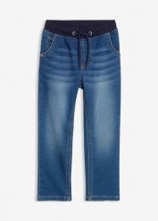 Dżinsy dresowe z gumką w talii, regular fit, prosta nogawka. Niebieskie jeansy dla chłopców bonprix, z dresówki. Za 117.99 zł.