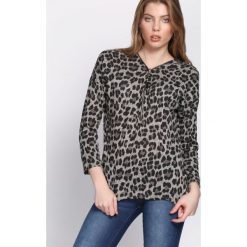 Czarno-Beżowa Bluzka Just. Brązowe bluzki damskie Born2be, z długim rękawem. Za 49.99 zł.