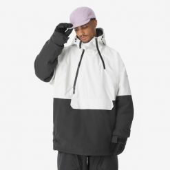 Kurtka narciarska i snowboardowa męska Quechua Anorak 500 oversize. Białe kurtki snowboardowe męskie QUECHUA, l, bez wzorów, z materiału, długie, z kapturem, narciarskie. Za 399.99 zł.